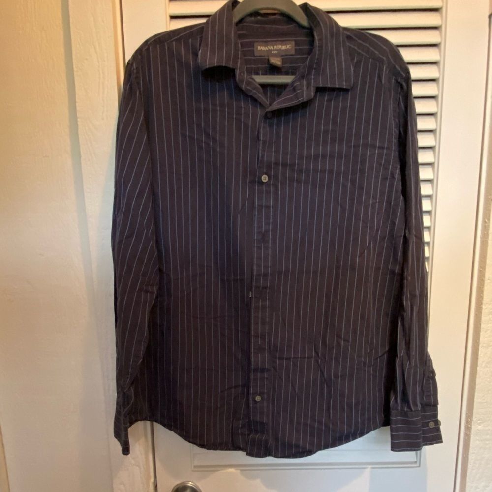 Banana Republic navy pin stripe dress shirt